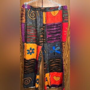 SHEIN Orange and Purple Casual Patchwork Pants